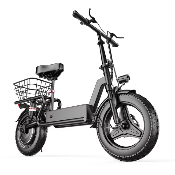 ASKGO 1200W Electric Scooter with Seat,25MPH &35Miles,14" Puncture-Resistant Double-Layer Tires,48V 15A Battery with Waterproof Charging Portam and Basket,3-Speed Commuter E scooter,UL2272