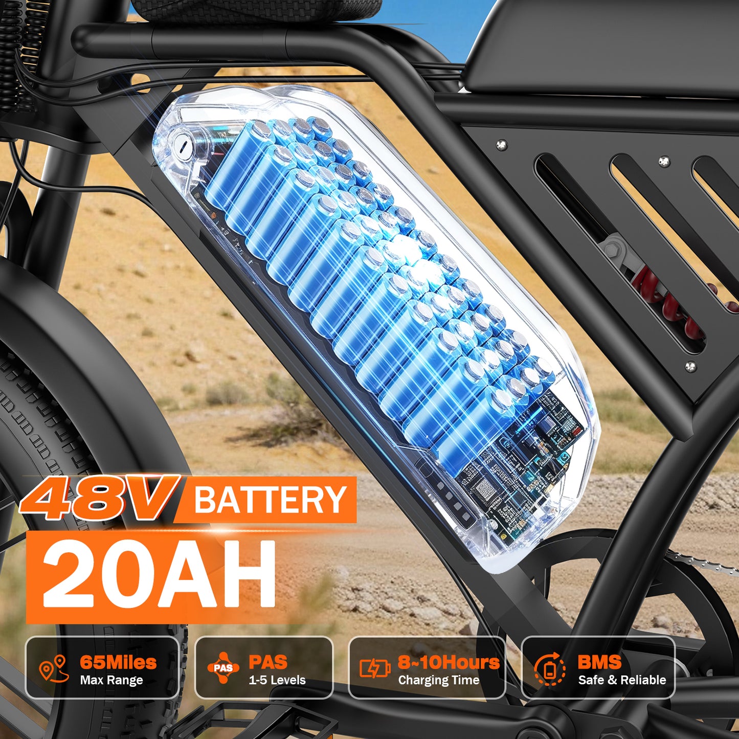 ASKGO 48V 20Ah Electric Bike for Adults, 2200W Peak 750W Fat Tire Off-Road Ebike, 30MPH & 75 Miles, Cargo Ebike,NFC Unlock Electric Dirt Bike,UL2849