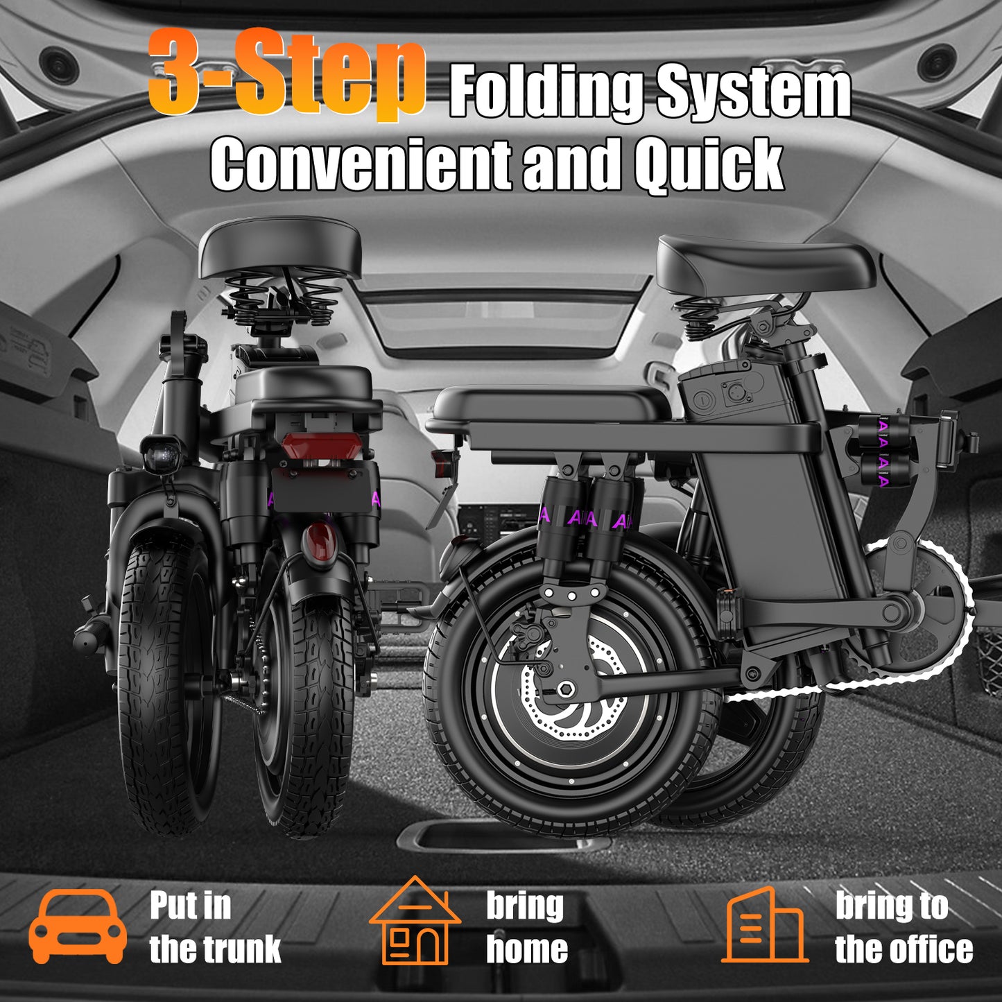 ASKGO F12 Adult Ebike 48V 15AH Foldable Electric Bicycle 500W Peak Motor 25MPH 35Miles