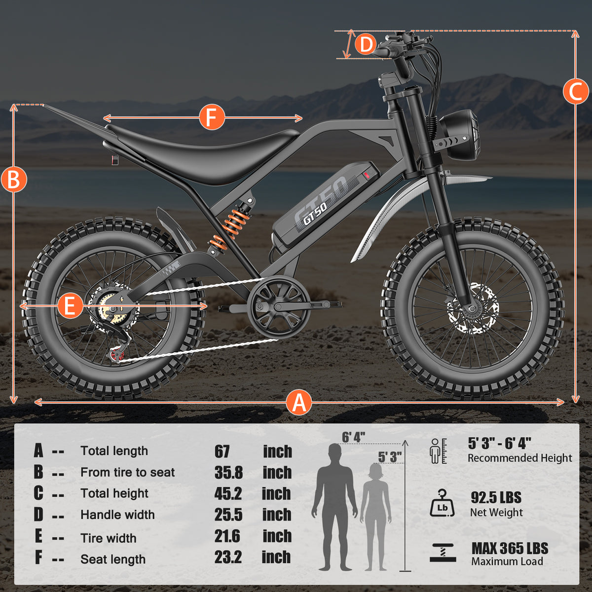2500W Peak Electric Motorcycle 48V 25Ah, 20'' Fat Tire Off‑Road E‑Motorcycle 37MPH 65Miles Range,7 Speeds, Removable Battery Adult Electric Dirt Bike UL2849