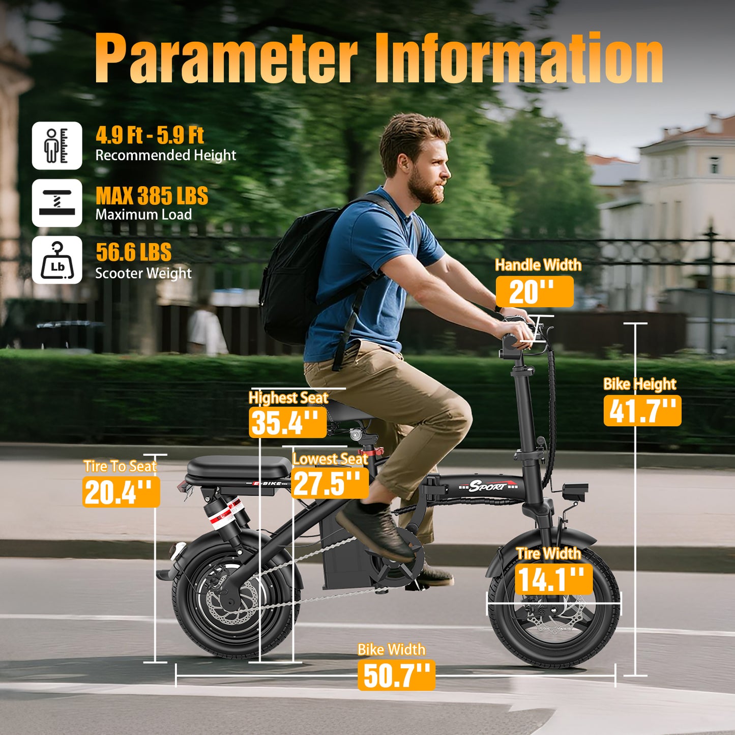 ASKGO 1200W Peak 650W Foldable Electric Bicycle, 48V 13Ah Commuting Electric Bike for Adults, 14" Portable Electric Bicycle with Multi Shock Absorber, UL2849