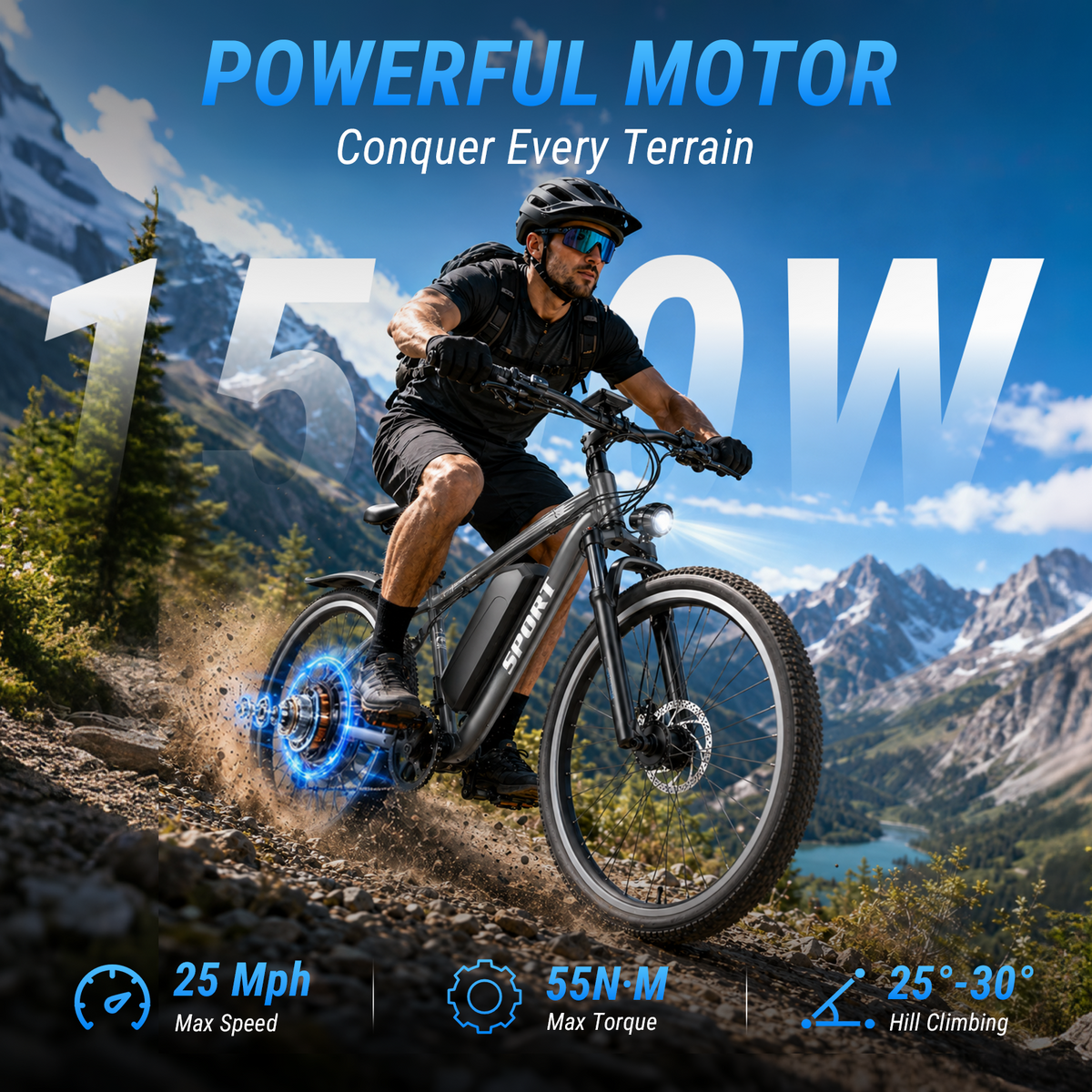 ASKGO 749W Rated Electric Mountain Bike for Adults, 26" All-Terrain Tire, 48V 10.5Ah Removable Battery for 45Mile Range 20MPH，Ages 14+ Class2 UL2849