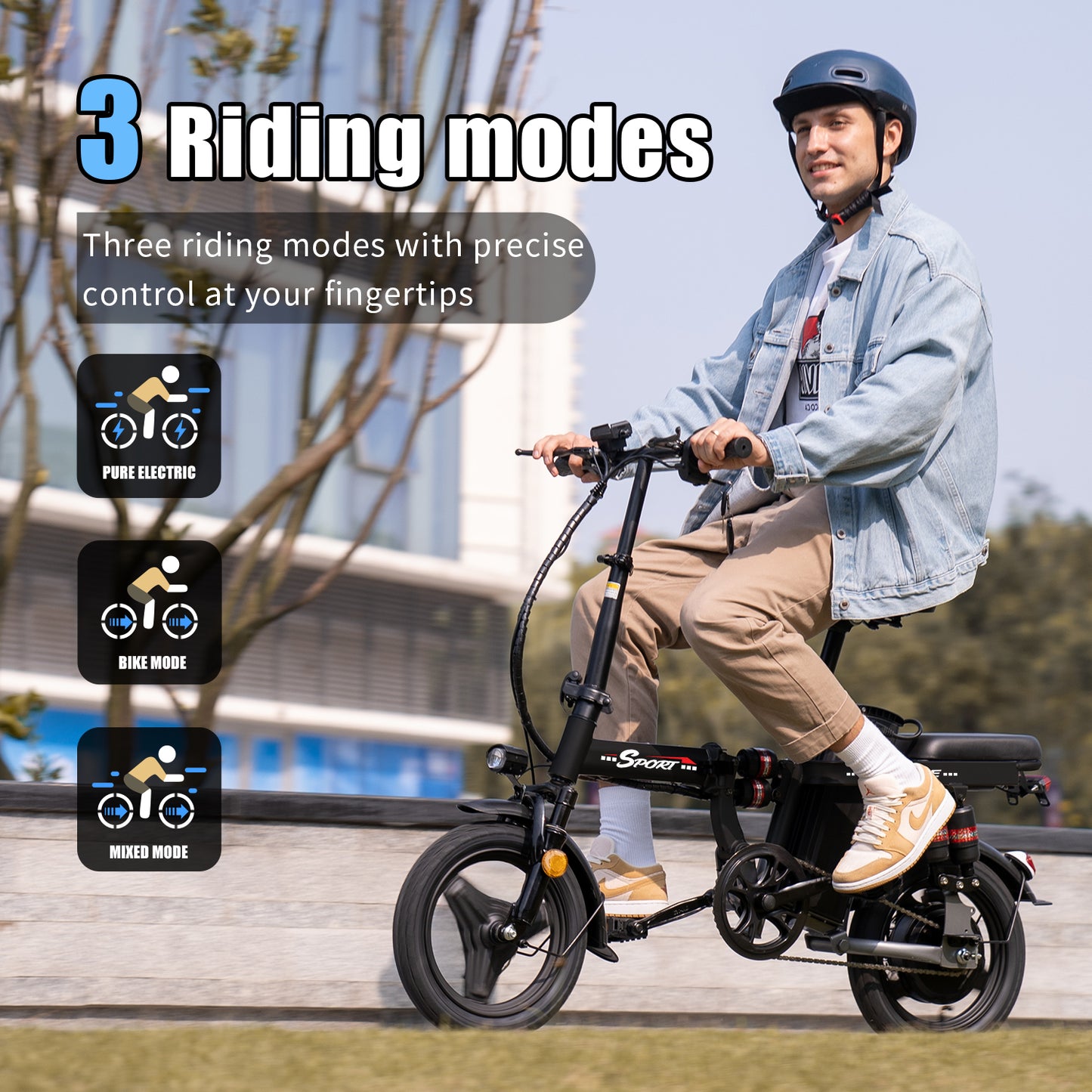 2Pack F12 Electric Bike for Adults Teens, 1200W Peak Motor, 25MPH Folding E-Bike, 48V 13Ah Removable Battery, 3-speed Ebike with R-seat, 14" Compact Electric Bicycle with Pedals for Commuting,UL2849