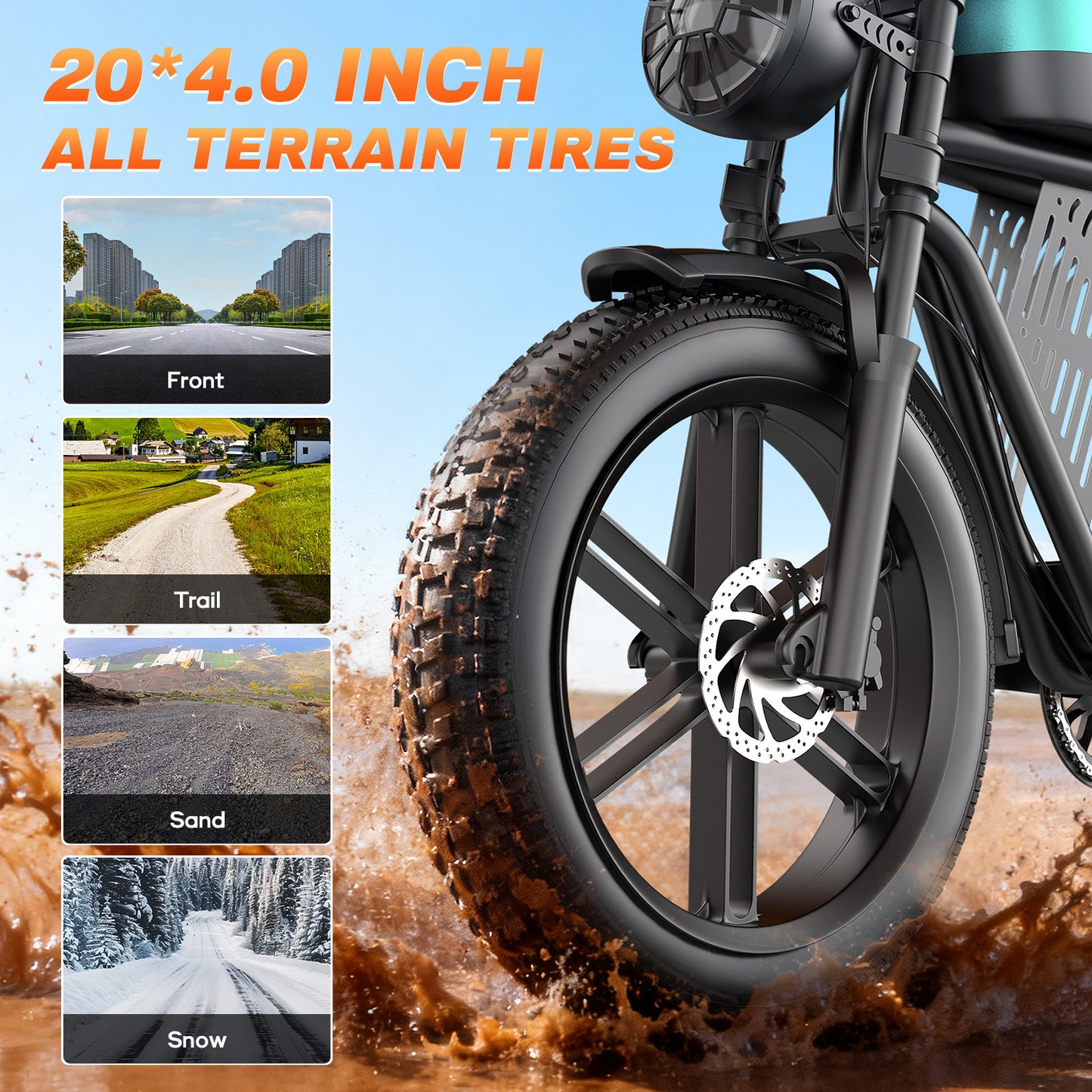 2200W Peak Electric Bike for Adults-F30, 20"4.0 Fat Tire Ebike, 7-Speed 48V 20Ah Cargo Ebike,All-Terrain Off-Road Electric Mountain Bicycle，Full Suspension /Disc Brake UL2849, Free Riding Bag,440Lbs