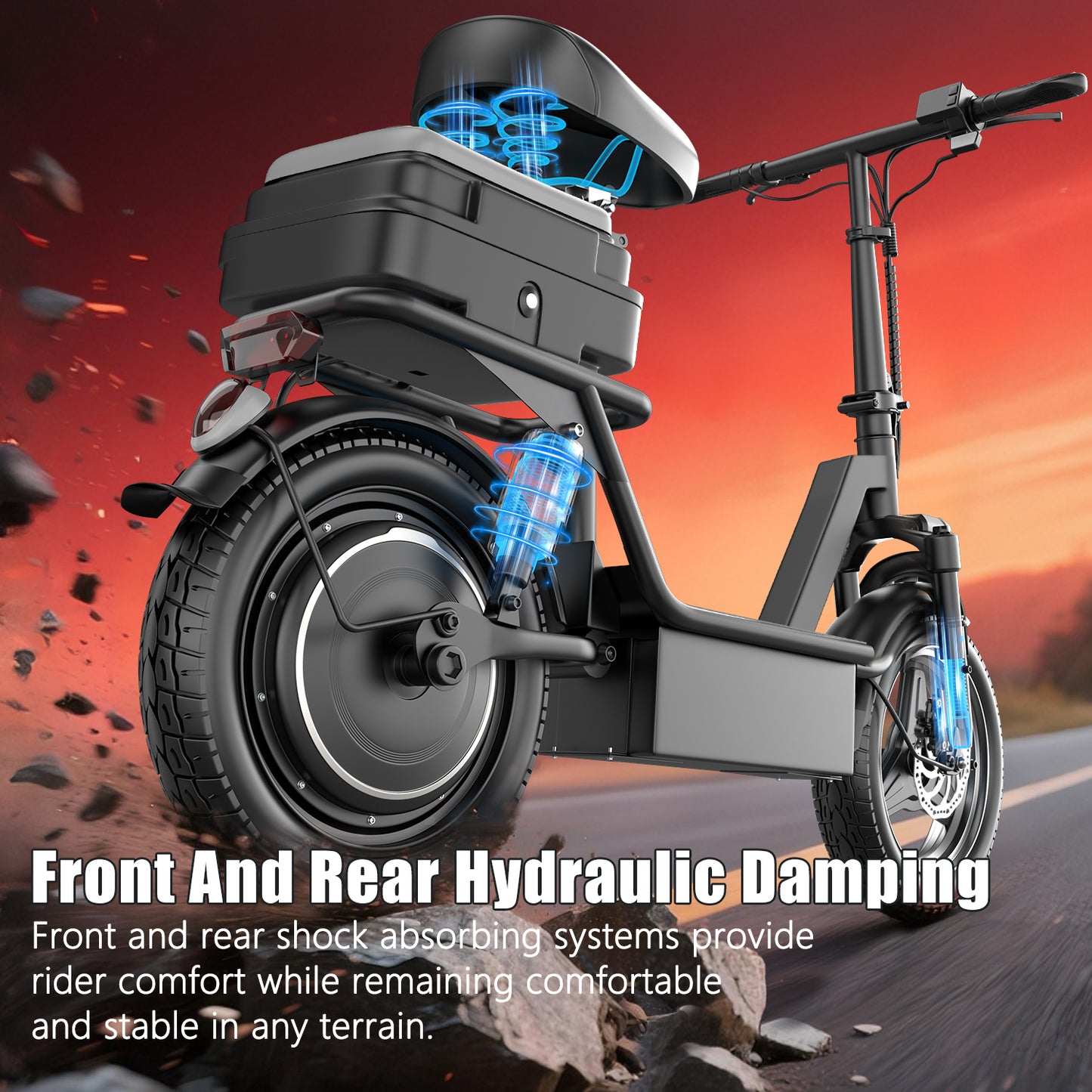 ASKGO 1200W Electric Scooter with Seat for Adults, 48V 15Ah Commuter Escooter 25 MPH 25-35 Miles Range, 14" Tire, UL 2272