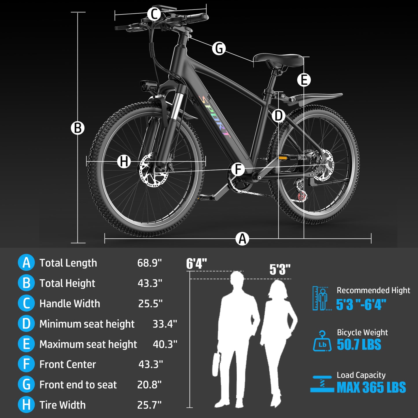 ASKGO F28 Electric Bike for Adults, 750W Motor, 26" Pneumatic Tires, 25mph 45miles Range Mountain Commuter Ebikes, 499WH Removable Lithium Battery, with Front Suspension, 7-Speed Gear