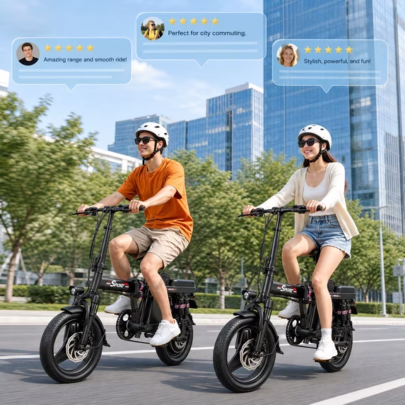 ASKGO F12 750W Rated Electric Bike for Adults Teens 48V 15A ,14”Folding Electric Bike ,20Mph & 30Miles,Ages 14+,Class2, UL 2849