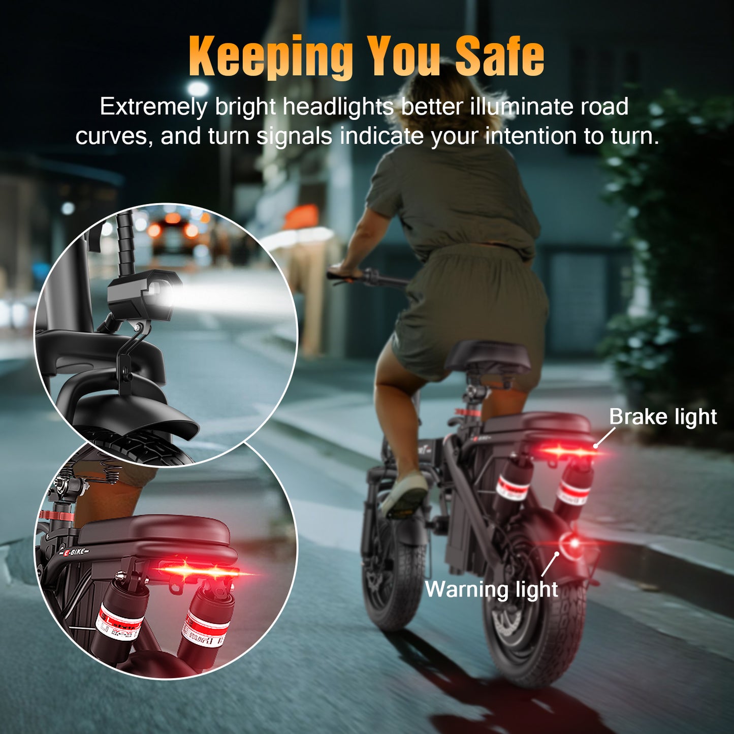 ASKGO Folding Electric Bike, 14" E-Bikes for Adults, 1200W Peak Electric Commuter Bicycle 48V 13Ah Removable Battery, Max Speed 25Mph, Black