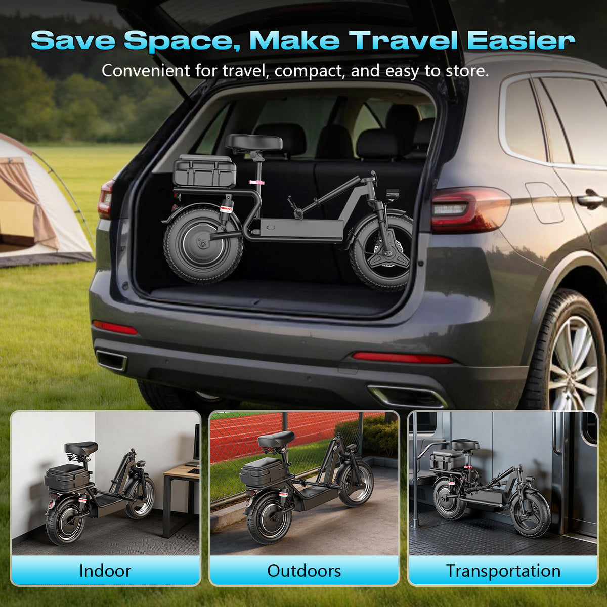 1500W Peak Electric Scooter for Adults 48V 18Ah,14'' Ebike with Seat 25MPH 35-45Miles Range,Wide Pedal Escooter UL2849