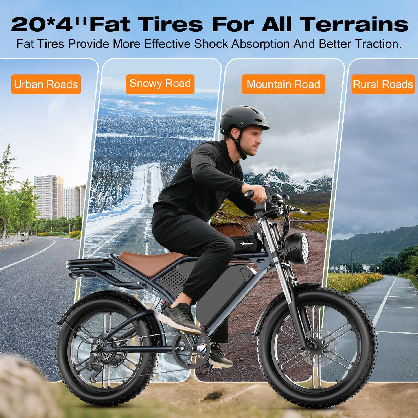 2200W Peak Electric Bike for Adults-S7, 20"4.0 Fat Tire Ebike, 7-Speed 48V 20Ah Cargo Ebike,All-Terrain Off-Road Electric Mountain Bicycle，Full Suspension /Disc Brake UL2849, Free Riding Bag,440Lbs