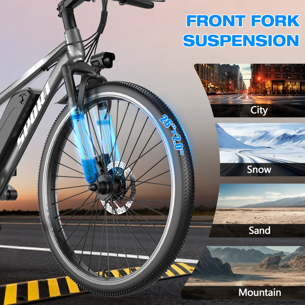 ASKGO 26" Electric Bike for Adults, 749W Rated Motor, Electric Mountain Bike with 48V 10.5Ah Removable Battery Up To 20MPH 45Miles , ,UL 2849,Ages 14+ Class2 UL2849