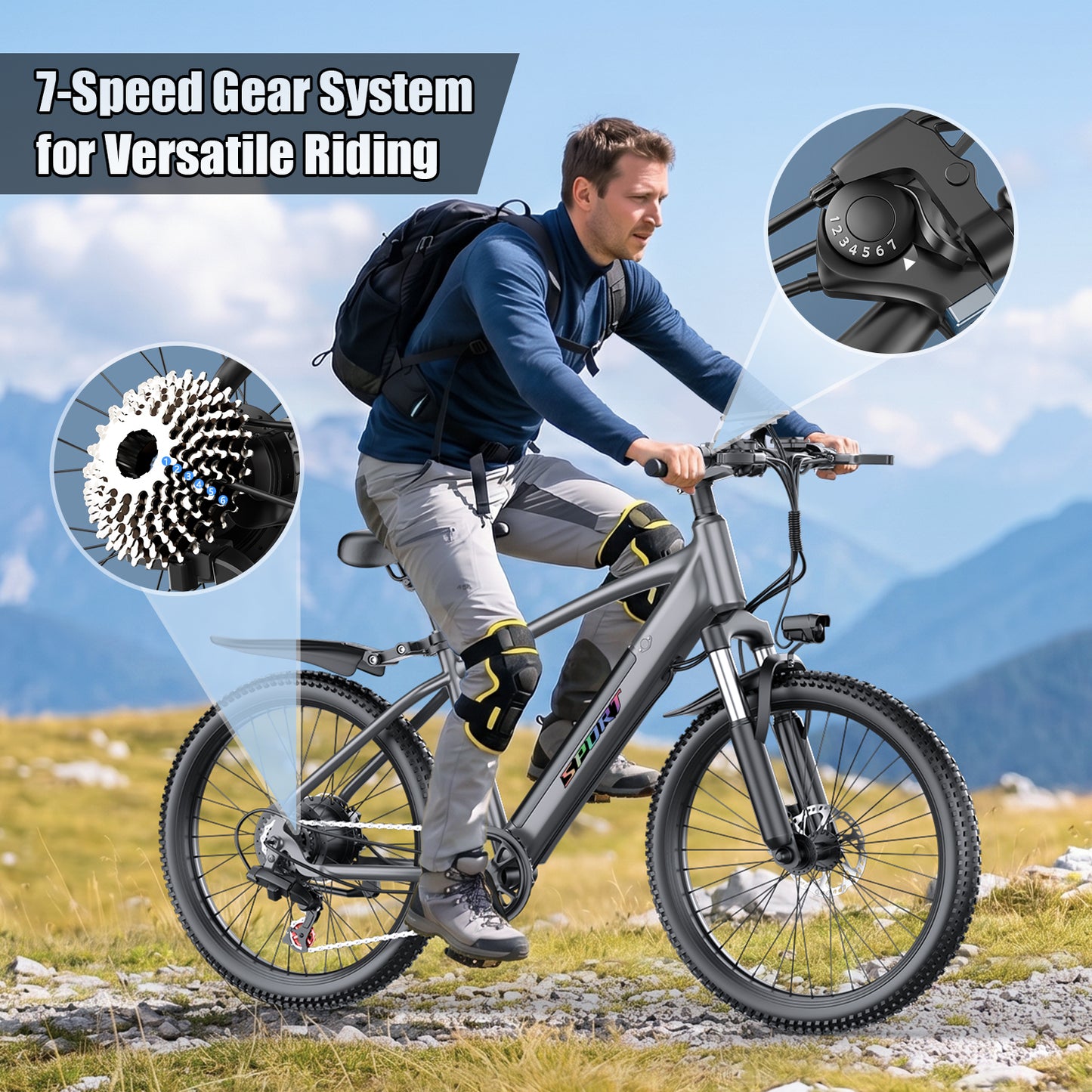 F28-750W Rated Electric Mountain Bike ,48V 10A Off-Road Ebike (Removable Battery）45 Mile Range,26" Pneumatic Tires-UL2849 Certified (Camp,Trail Rid) Ages14+