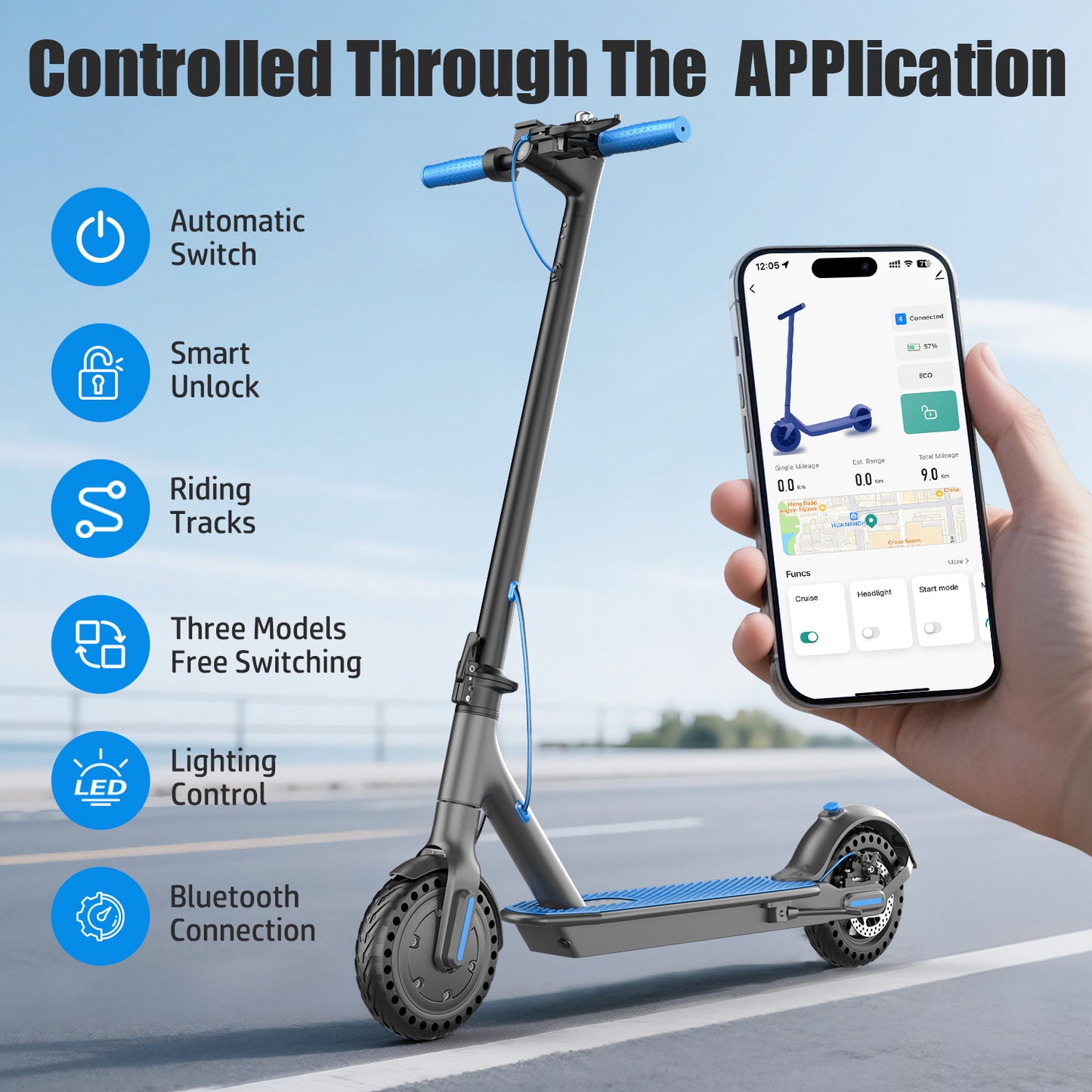 ASKGO Electric Scooter for Adults, 350W Motor, 21Miles Range, 19 Mph, 8.5" Tires, Folding Commuter E Scooter with Dual Suspension and Braking System and App,Maximum load 265 lbs