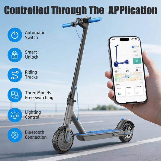 ASKGO Electric Scooter for Adults, 350W Motor, 21Miles Range, 19 Mph, 8.5" Tires, Folding Commuter E Scooter with Dual Suspension and Braking System and App,Maximum load 265 lbs