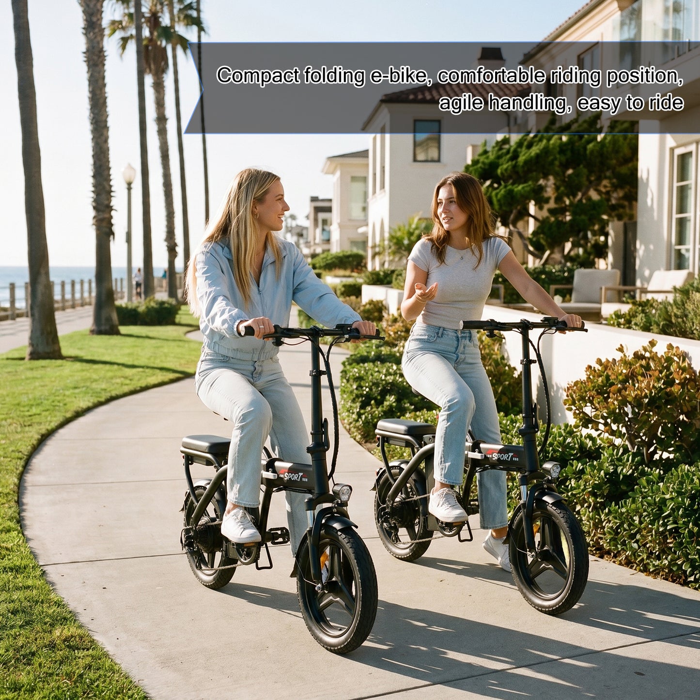 ASKGO 750W Rated Foldable Electric Bicycle, 48V 10.5Ah Commuting Electric Bike for Adults, 14" Portable Electric Bicycle with Two Seat,ages14+ UL2849