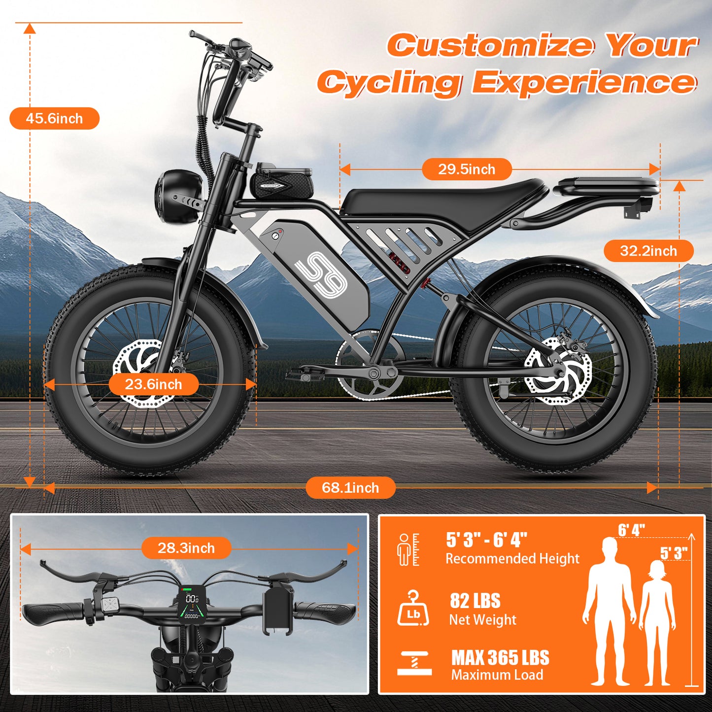 ASKGO S9 Pro 2500W Peak Electric Bicycle 48V 20Ah,20"Fat Tire Off-Road Ebike 30MPH 75Miles Range,Full Suspension,Removable Battery Adult Electric Bike ,NFC Unlock UL2849