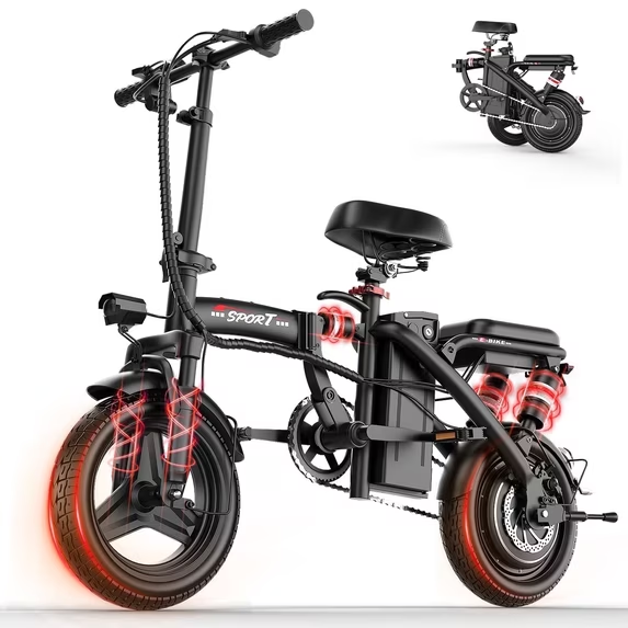 ASKGO Z8 750W Rated Electric Bicycle for Adults Teens 48V 13A,14”Folding Electric Bike ,20Mph & 25Miles,Ages 14+,Class2, UL 2849