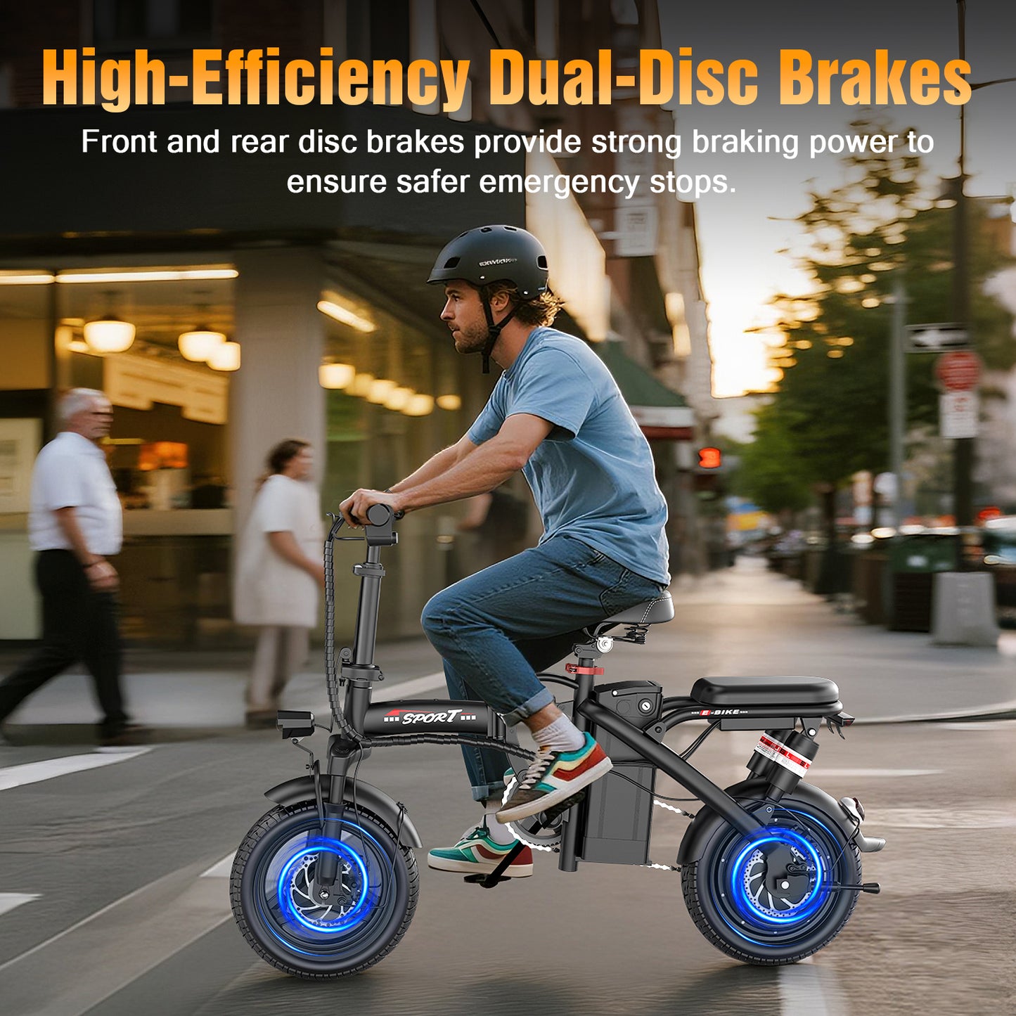 ASKGO 1200W Peak 650W Foldable Electric Bicycle, 48V 13Ah Commuting Electric Bike for Adults, 14" Portable Electric Bicycle with Multi Shock Absorber, UL2849