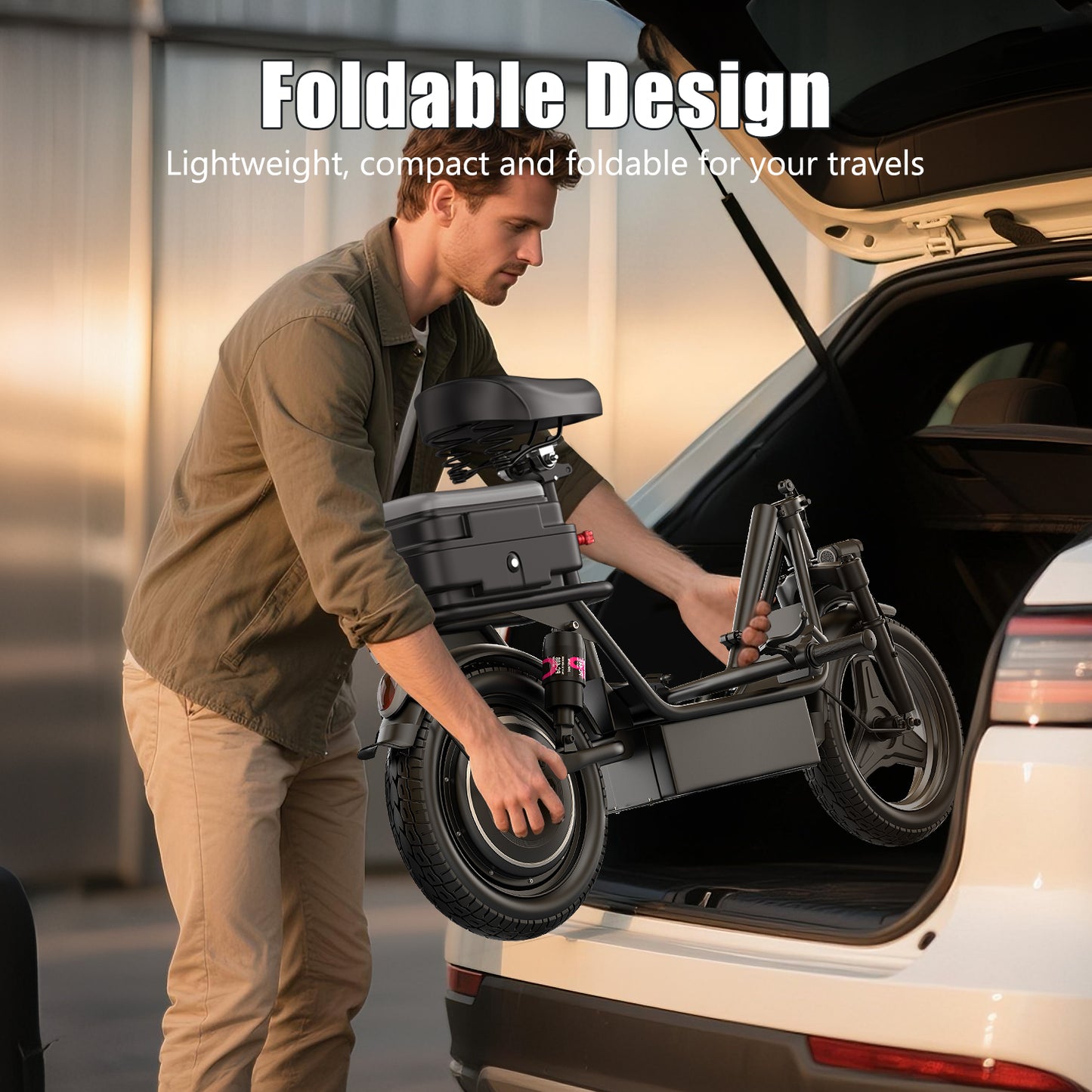 k11 Electric Scooter with Seat,1200W Peak Motor, 25 MPH 750Wh 35-45 Miles , 14" Foldable Commuting Electric Scooter with Box (Removable), Ample Storage for Pet & Cargo,UL2722,330LBS Capacity