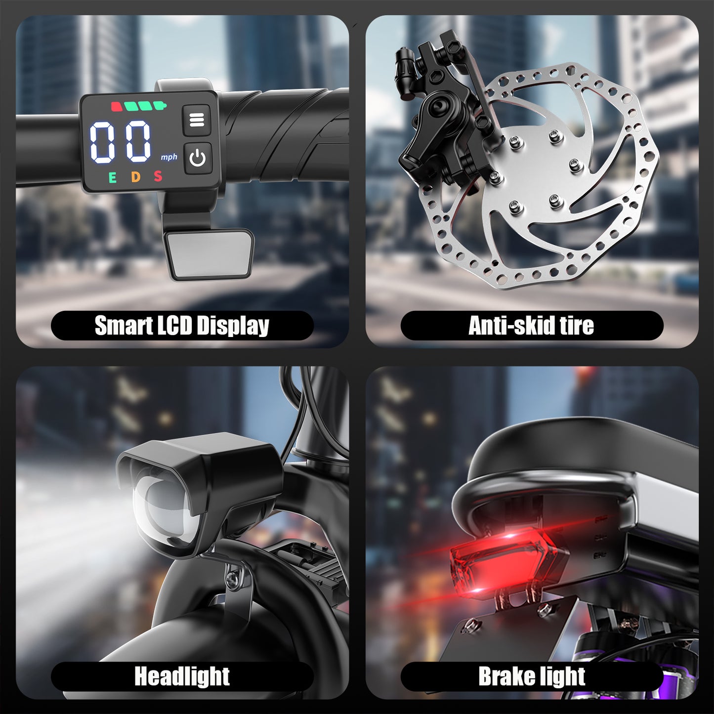 ASKGO 14" Folding Electric Bike for Adults Teens, 1200W Peak Motor 48V/10.5AH Battery, Commuter City Ebike, Electric Bicycle with Two Seats UL2849