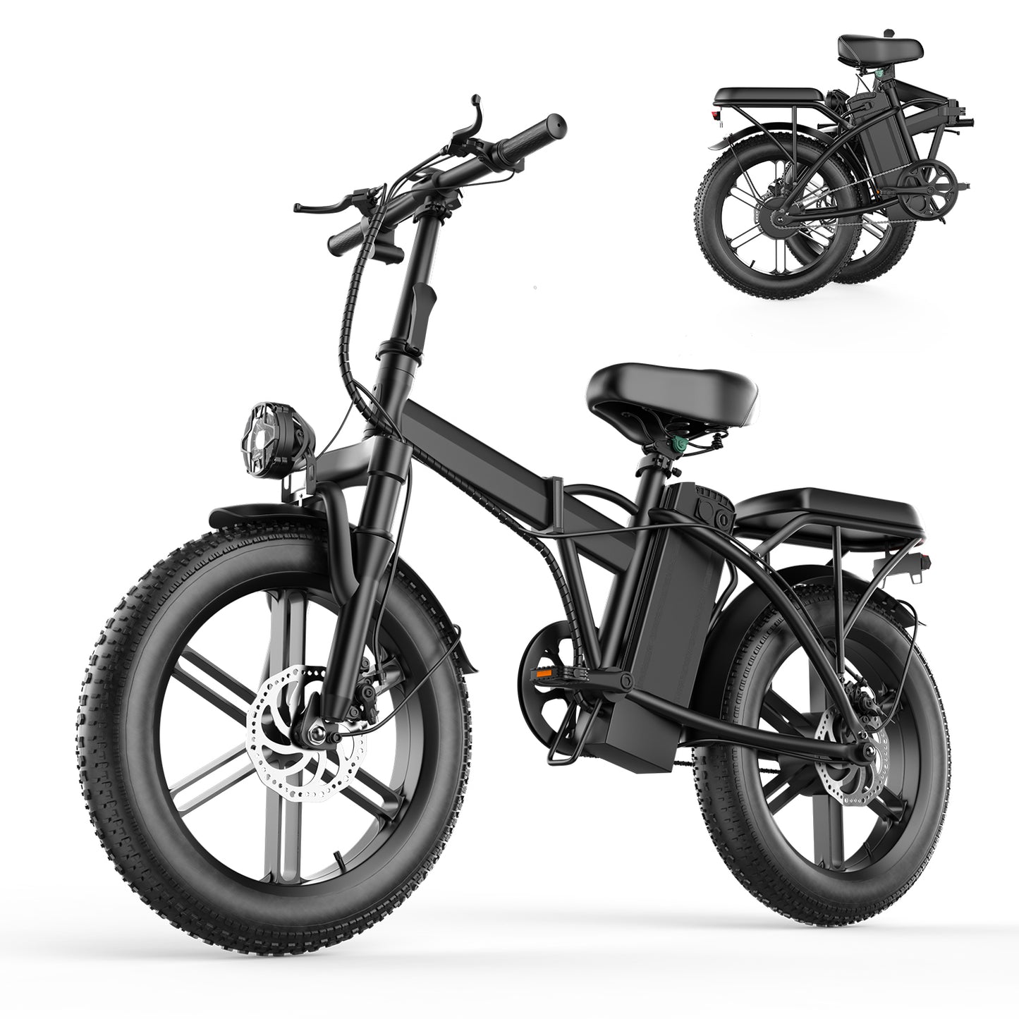 Electric Bike for Adults, 1000W Peak Motor, 20"×4" Fat Tire E Bike with Rear Seat, 48V 20AH Removable Battery, 32MPH 65Miles Range Folding Electric Bicycles for Outdoors, Commuting