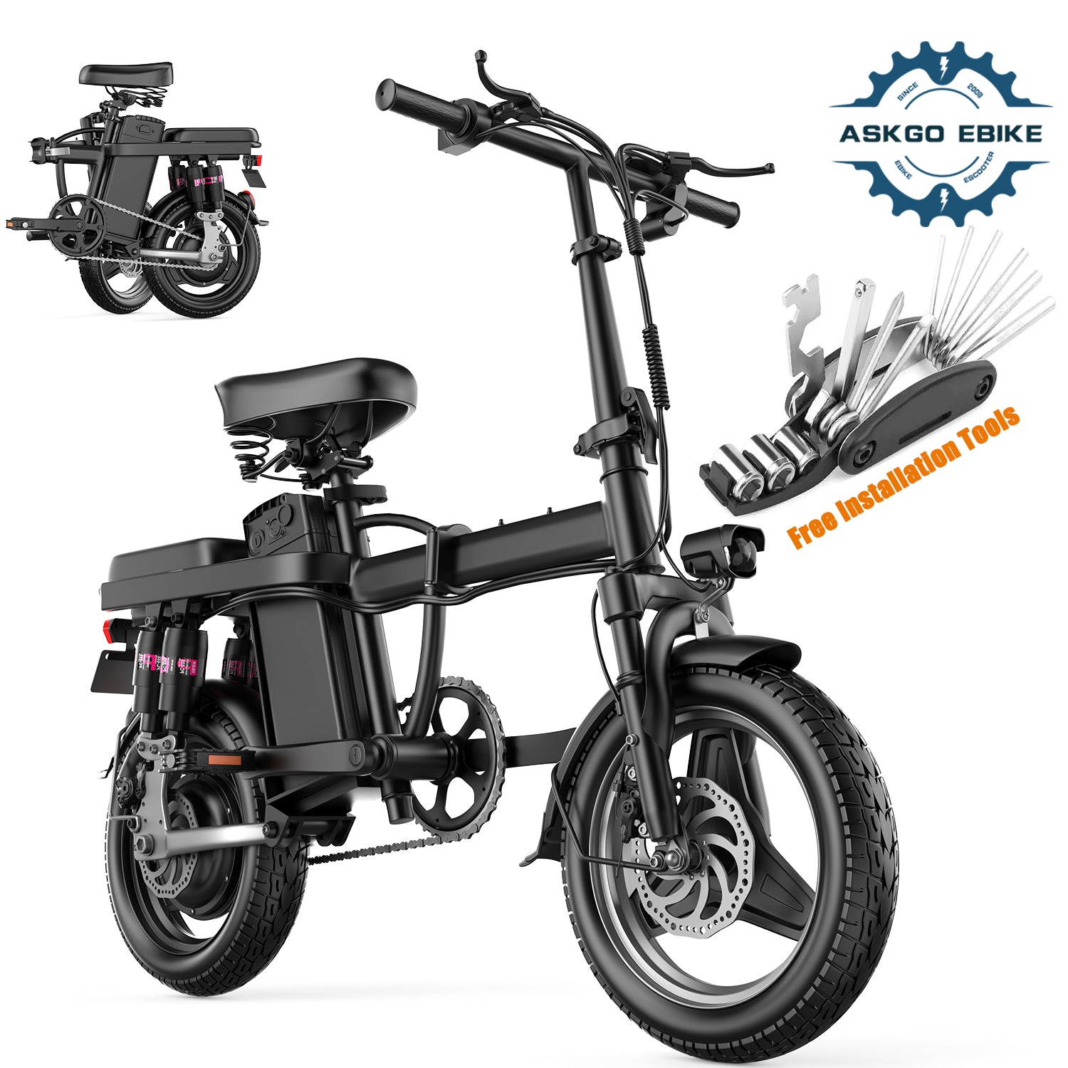 ASKGO F9 Adult Ebike 500W Peak Motor Folding 48V 13AH Electric Bicycle –  ASKGO EBIKE