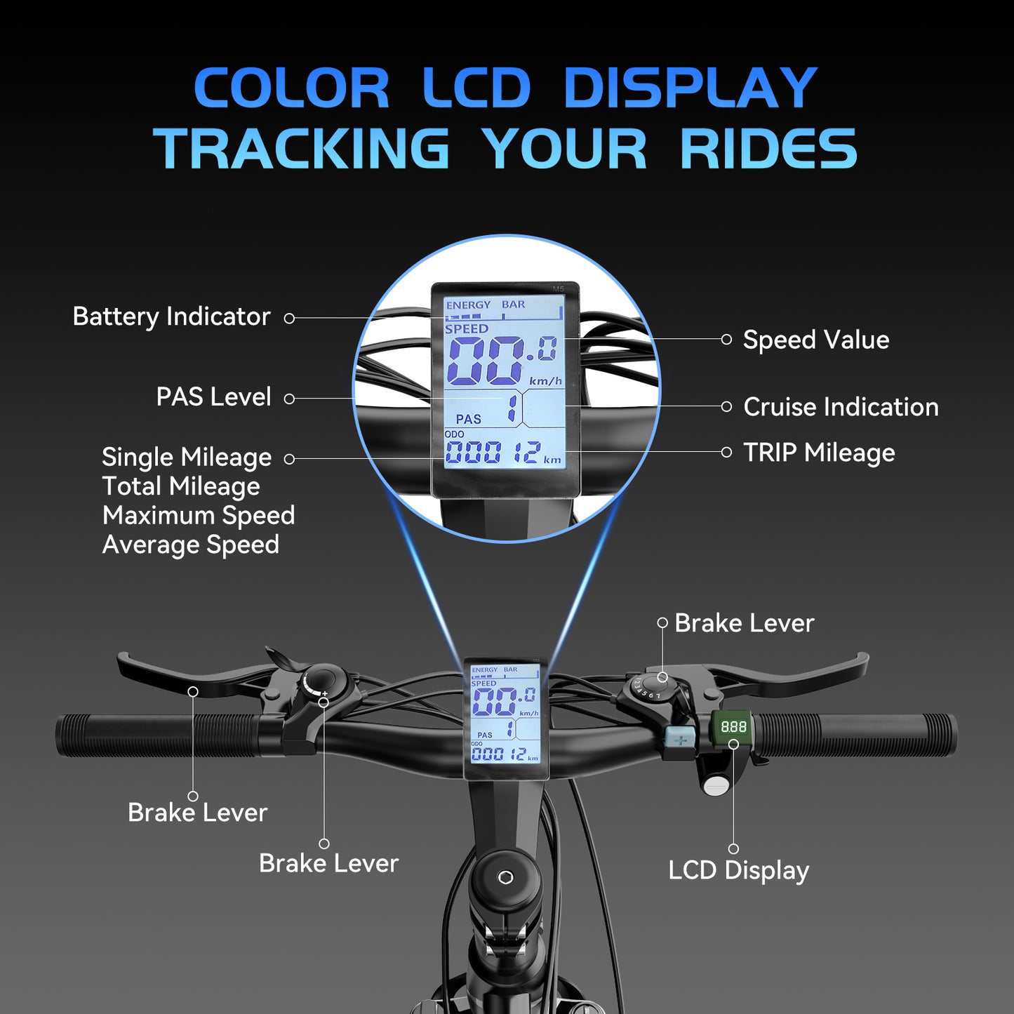 Adults 26'' Mountain Ebike 36V 10.4A 500W Peak Motor 21-Speed Gears LCD Display Electric Bicycle For Commuting And Short Trips Bikes