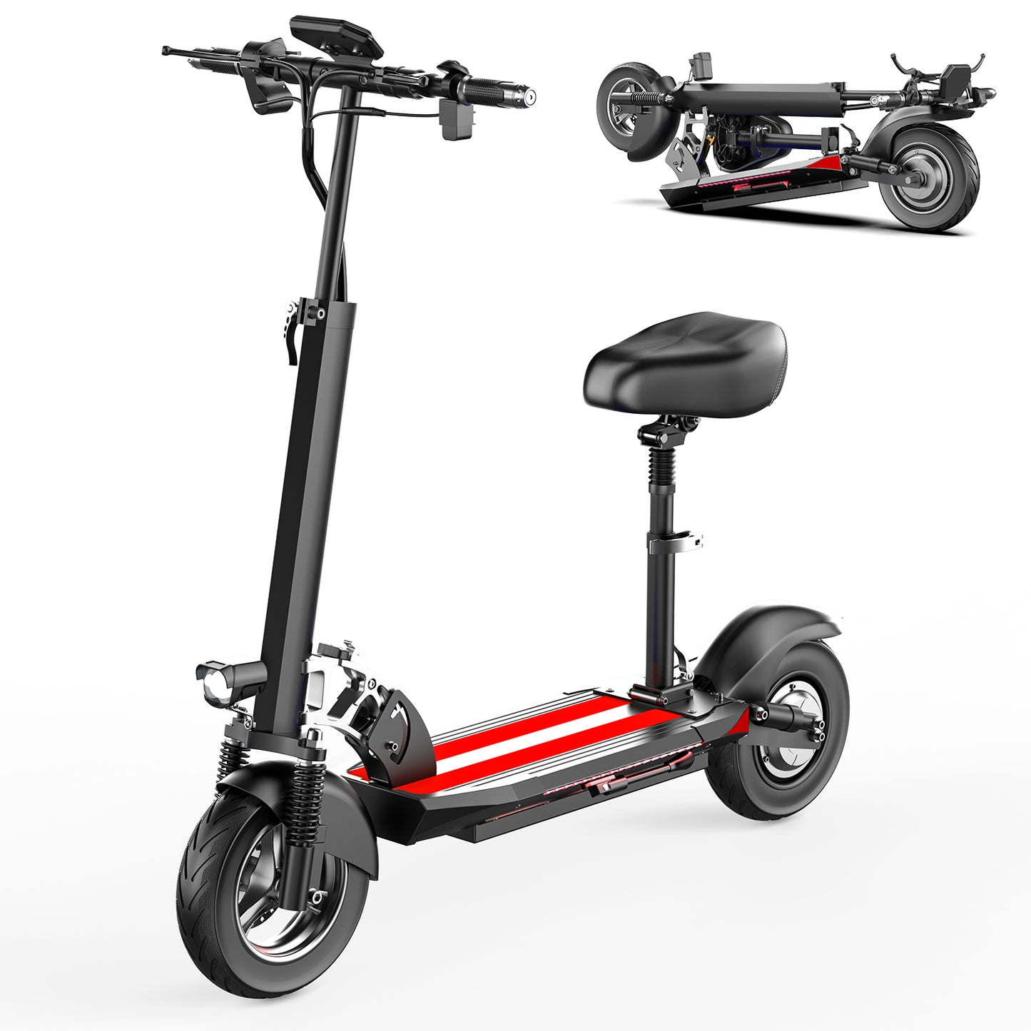 Q2 Adult Electric Scooter with Seat 48V 15AH Foldable 800W Brushless Motor 27MPH 35Mile Range