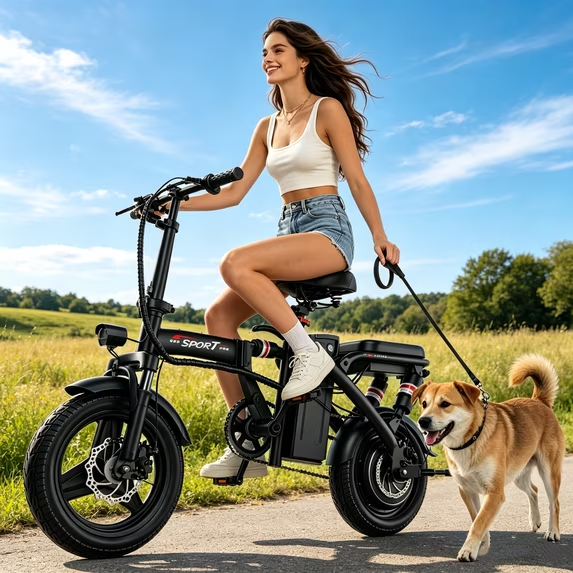 ASKGO Z8 750W Rated Electric Bicycle for Adults Teens 48V 13A,14”Folding Electric Bike ,20Mph & 25Miles,Ages 14+,Class2, UL 2849
