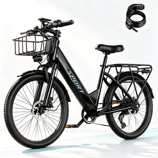 ASKGO F29-1800W Electric Bike with Rear Seat & Front Basket , 720Wh Built-in battery , 30MPH Off-Road Ebike, 26" E- Mountain /Beach Bike,Commute Electric Bicycle，All-Terrain Unisex ebikes，UL2849