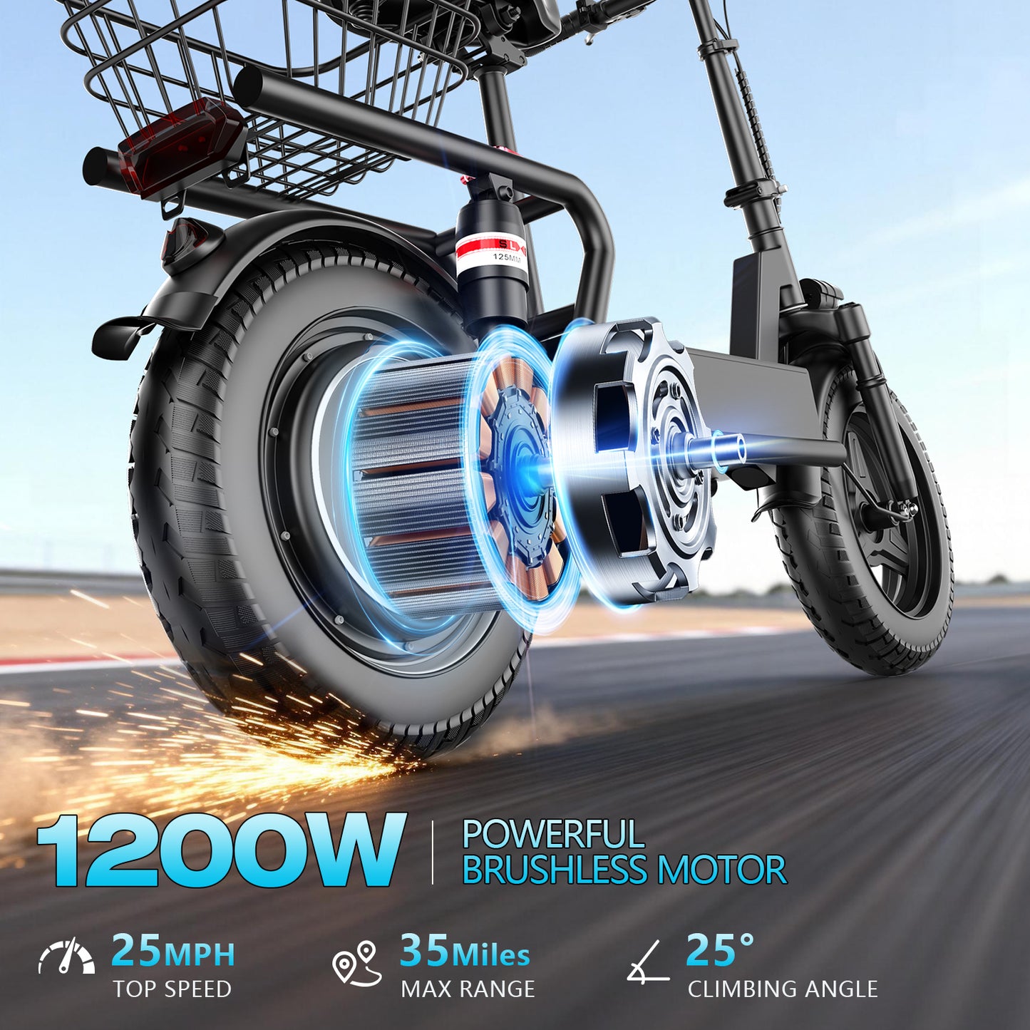 ASKGO 1200W Electric Scooter with Seat for Adults, 48V 15Ah Commuter Escooter 25 MPH 25-35 Miles Range, 14" Tire, UL 2272